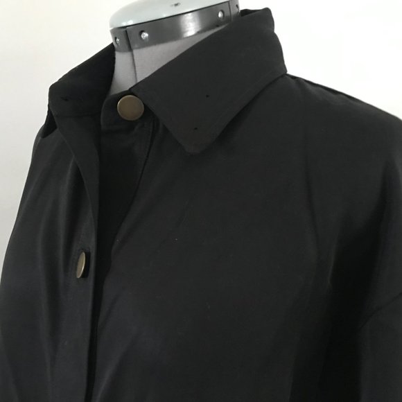 Three Dots Black Tencel Button Down Grommet Tie Wrist Blouse Sz S - Picture 2 of 9